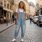 👖Dam casual baggy denimoveraller med fickor – Avslappnad stil, komfort hela dagen✨