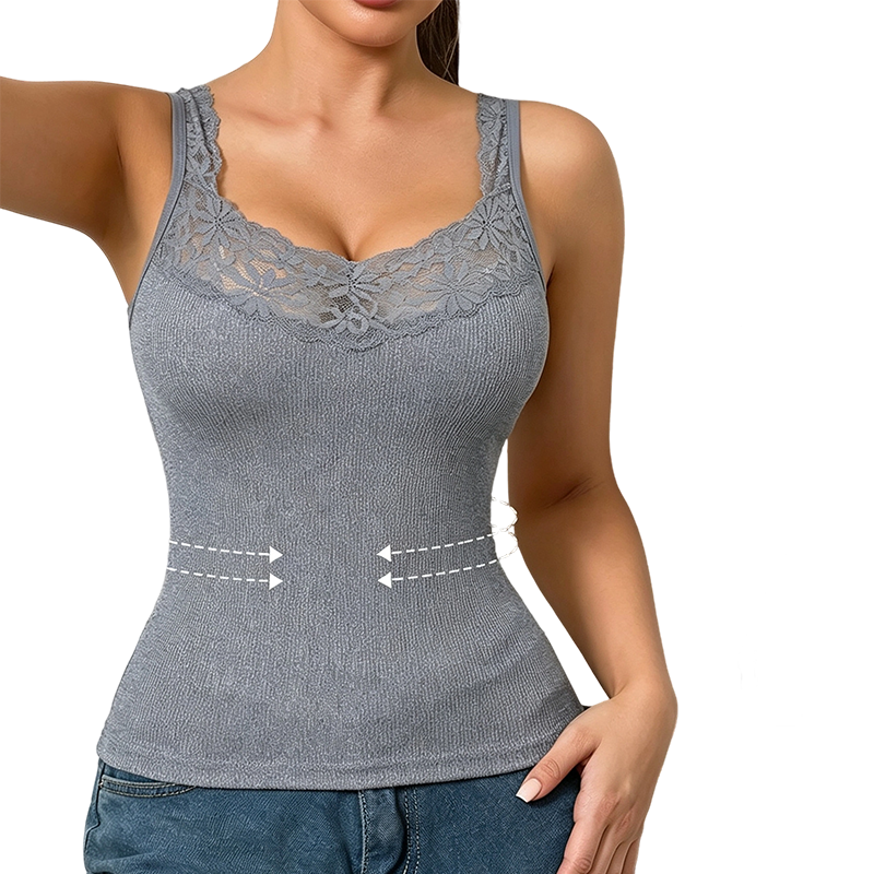👚Sesongens stil – Tanktop med slank passform og blonder – fremhever kroppens kurver og passer til mange anledninger, enten som undertøy eller som topp i seg selv