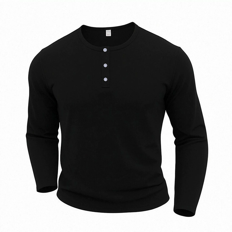 Herre uformell Henley-halset langermet skjorte