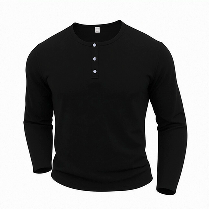 Herre uformell Henley-halset langermet skjorte