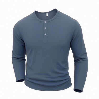 Herre uformell Henley-halset langermet skjorte