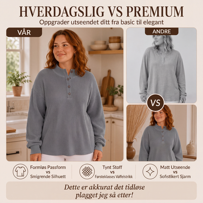 Henley-genser i vaffelstrikk for damer