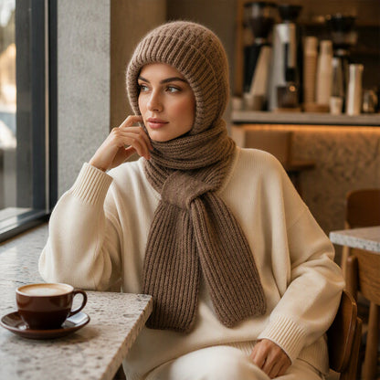 🌨️🧣 Strikket hetteskjerf | Lue, hette og halsvarmer i ett – 3-i-1 varme for kalde dager ✨