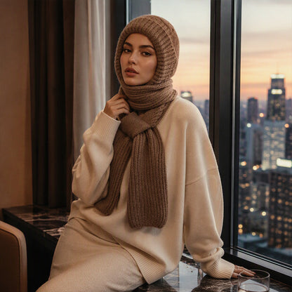 🌨️🧣 Strikket hetteskjerf | Lue, hette og halsvarmer i ett – 3-i-1 varme for kalde dager ✨