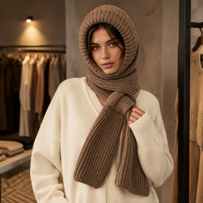 🌨️🧣 Strikket hetteskjerf | Lue, hette og halsvarmer i ett – 3-i-1 varme for kalde dager ✨