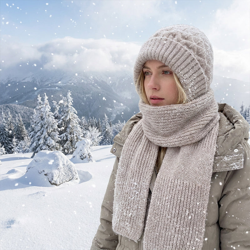 🌨️🧣 Strikket hetteskjerf | Lue, hette og halsvarmer i ett – 3-i-1 varme for kalde dager ✨