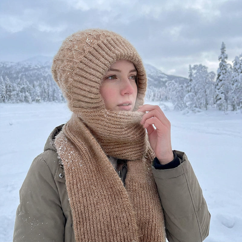 🌨️🧣 Strikket hetteskjerf | Lue, hette og halsvarmer i ett – 3-i-1 varme for kalde dager ✨