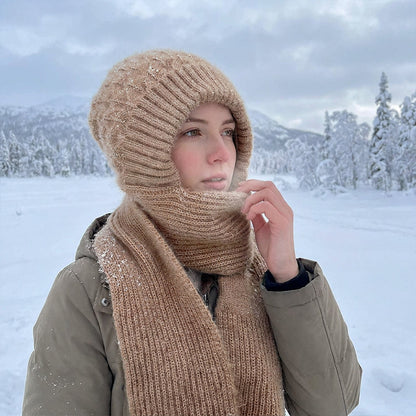 🌨️🧣 Strikket hetteskjerf | Lue, hette og halsvarmer i ett – 3-i-1 varme for kalde dager ✨