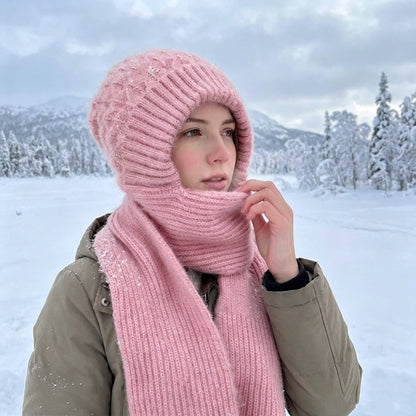 🌨️🧣 Strikket hetteskjerf | Lue, hette og halsvarmer i ett – 3-i-1 varme for kalde dager ✨