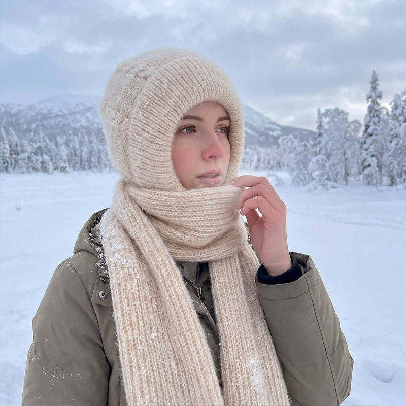 🌨️🧣 Strikket hetteskjerf | Lue, hette og halsvarmer i ett – 3-i-1 varme for kalde dager ✨
