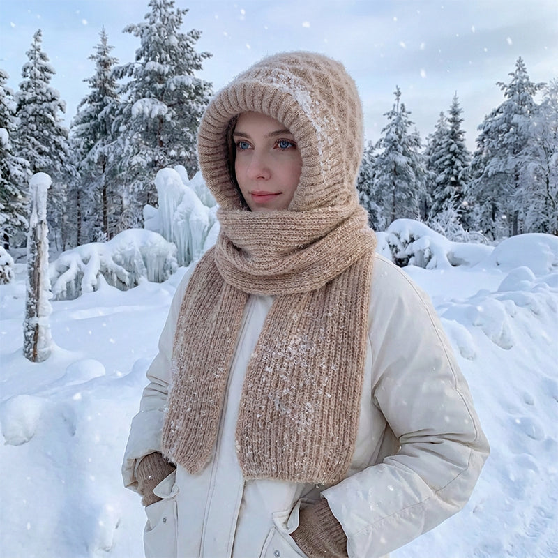 🌨️🧣 Strikket hetteskjerf | Lue, hette og halsvarmer i ett – 3-i-1 varme for kalde dager ✨