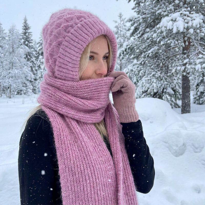 🌨️🧣 Strikket hetteskjerf | Lue, hette og halsvarmer i ett – 3-i-1 varme for kalde dager ✨
