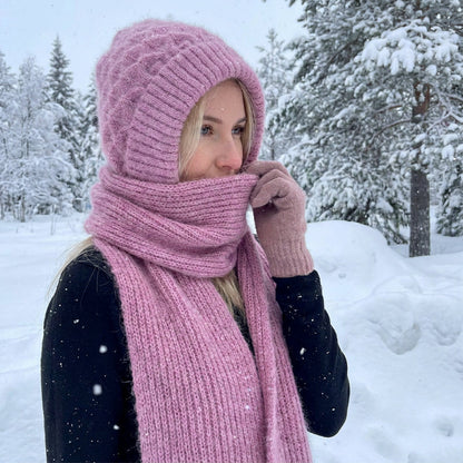 🌨️🧣 Strikket hetteskjerf | Lue, hette og halsvarmer i ett – 3-i-1 varme for kalde dager ✨