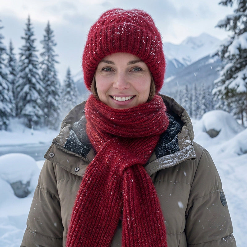 🌨️🧣 Strikket hetteskjerf | Lue, hette og halsvarmer i ett – 3-i-1 varme for kalde dager ✨
