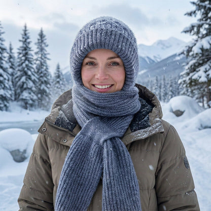 🌨️🧣 Strikket hetteskjerf | Lue, hette og halsvarmer i ett – 3-i-1 varme for kalde dager ✨