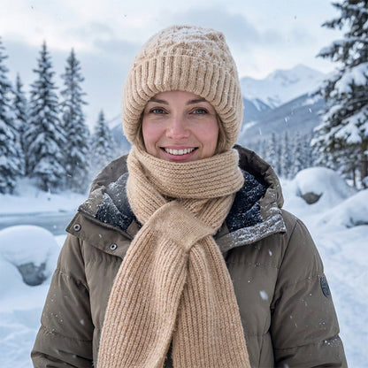 🌨️🧣 Strikket hetteskjerf | Lue, hette og halsvarmer i ett – 3-i-1 varme for kalde dager ✨