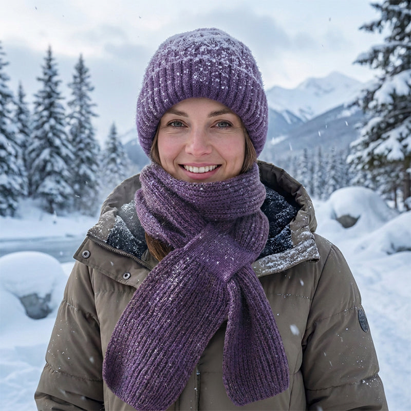 🌨️🧣 Strikket hetteskjerf | Lue, hette og halsvarmer i ett – 3-i-1 varme for kalde dager ✨