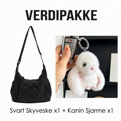 Rutet trekkveske i skyform med snøring og rynker