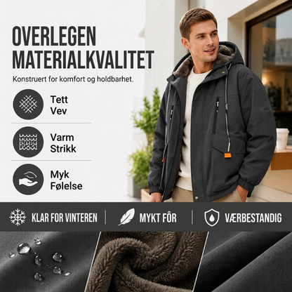 🔥 50 % RABATT! 🧥 Parka med hette og plysjfôr for menn — Hold deg varm med stil denne vinteren ❄️