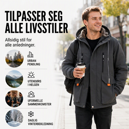🔥 50 % RABATT! 🧥 Parka med hette og plysjfôr for menn — Hold deg varm med stil denne vinteren ❄️