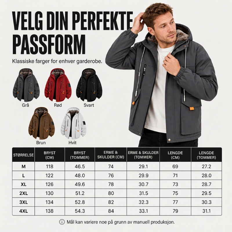 🔥 50 % RABATT! 🧥 Parka med hette og plysjfôr for menn — Hold deg varm med stil denne vinteren ❄️