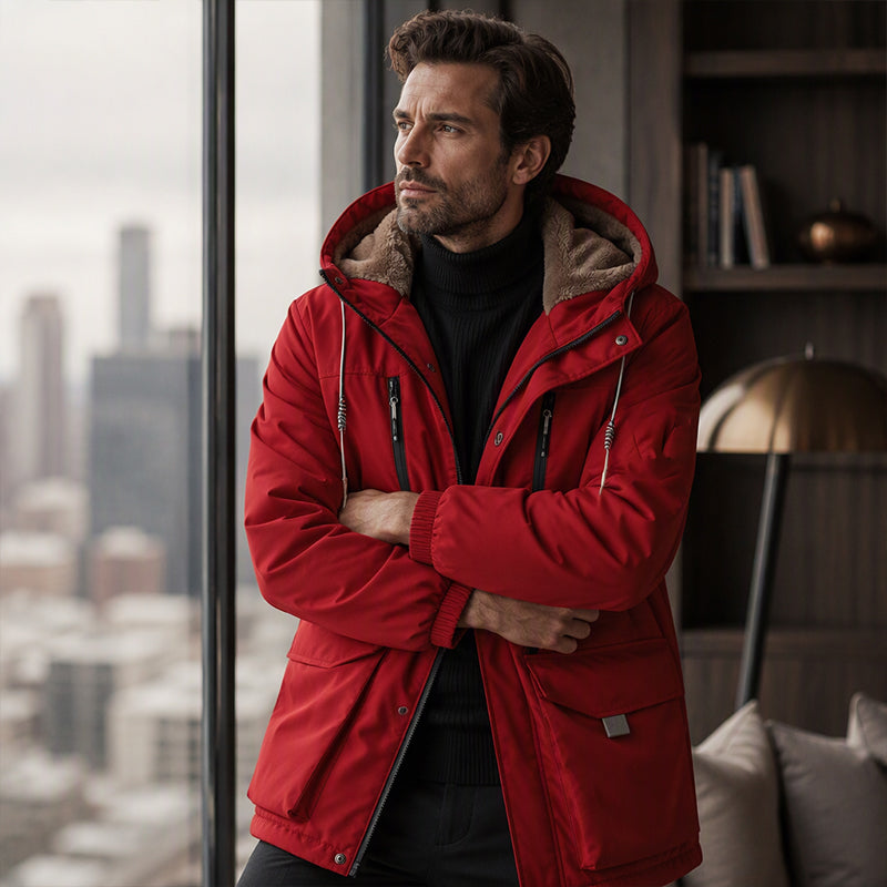 🔥 50 % RABATT! 🧥 Parka med hette og plysjfôr for menn — Hold deg varm med stil denne vinteren ❄️