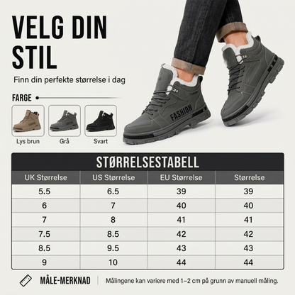 Herre støvler med varmt fôr og sklisikker såle