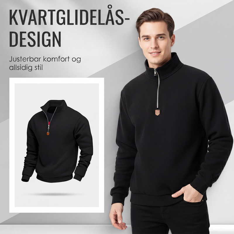 Gensre for menn med stående krage og kvart glidelås
