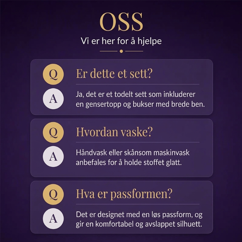 Damefløyel-topp med halvermer og vide bukser-sett