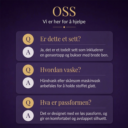 Damefløyel-topp med halvermer og vide bukser-sett