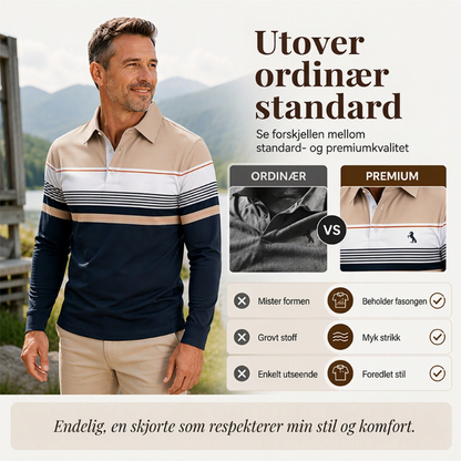 Klassisk fargeblokkert stripet topp for menn – Stilren og komfortabel hverdagstrøye ✨🖤