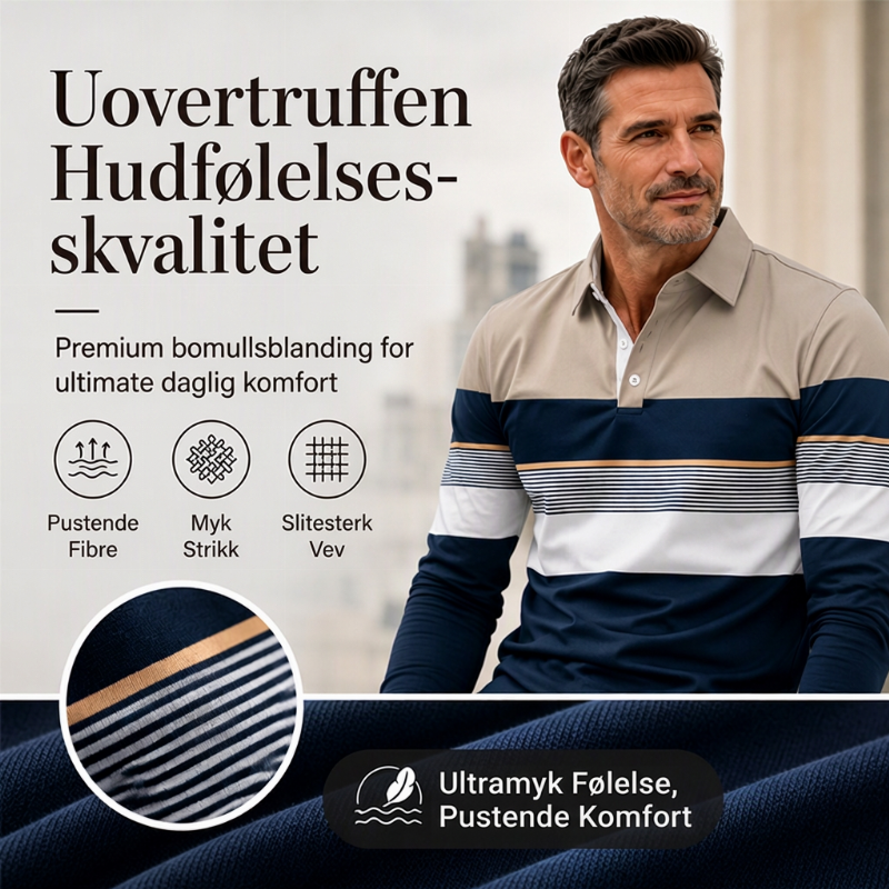 Klassisk fargeblokkert stripet topp for menn – Stilren og komfortabel hverdagstrøye ✨🖤