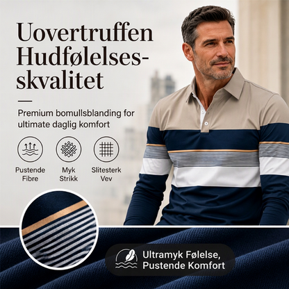 Klassisk fargeblokkert stripet topp for menn – Stilren og komfortabel hverdagstrøye ✨🖤