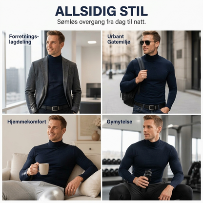 Menns tettsittende genser med falsk turtleneck