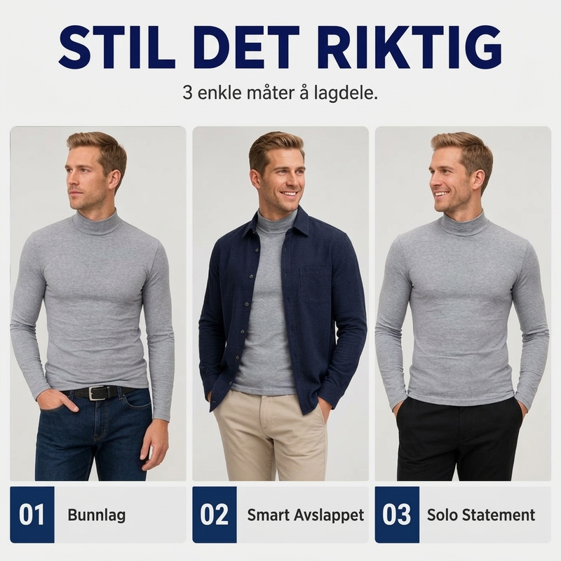 Menns tettsittende genser med falsk turtleneck