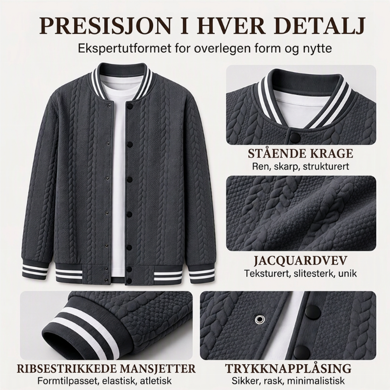 Herre Avslappet Jakke med Jacquard-mønster
