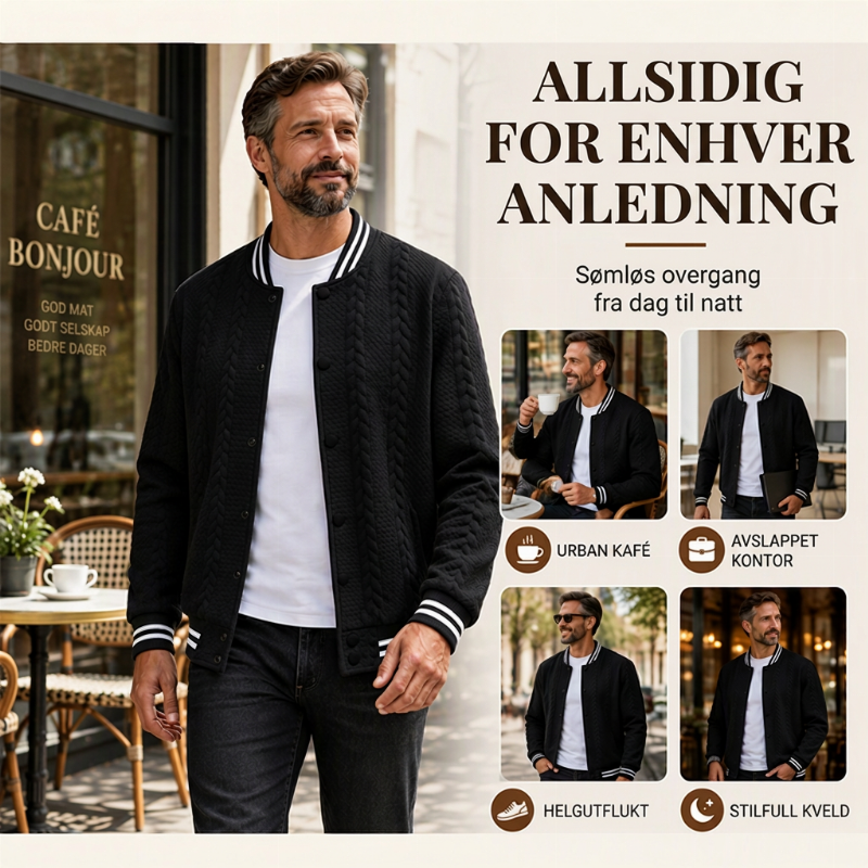 Herre Avslappet Jakke med Jacquard-mønster