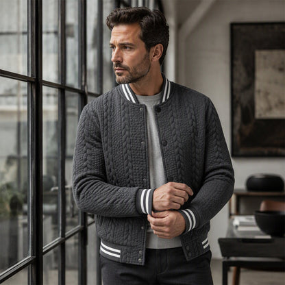 Herre Avslappet Jakke med Jacquard-mønster