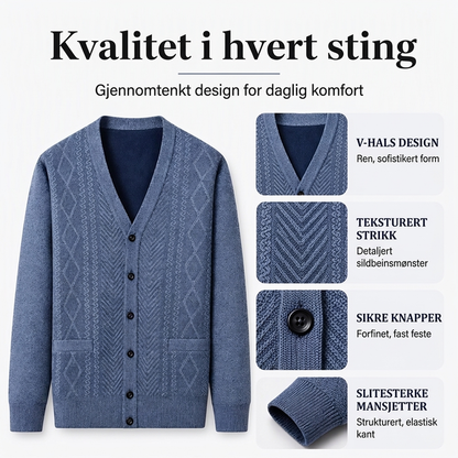 Herre klassisk termisk cardigan genser