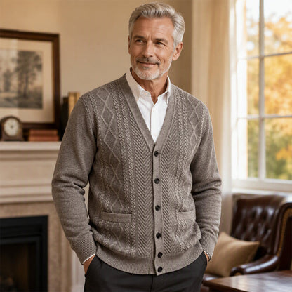 Herre klassisk termisk cardigan genser