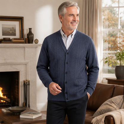 Herre klassisk termisk cardigan genser