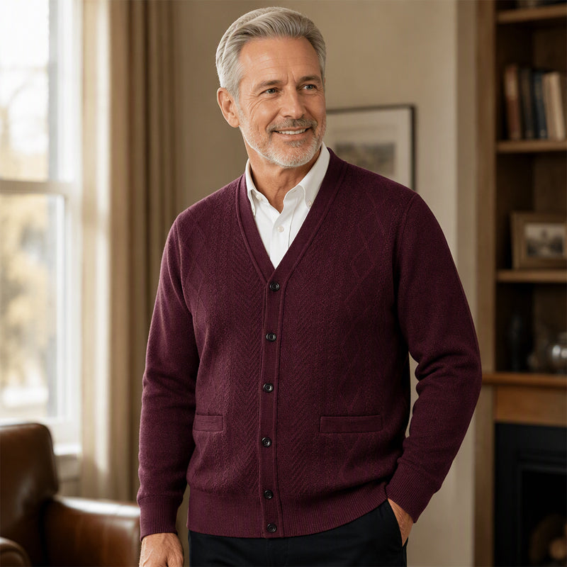 Herre klassisk termisk cardigan genser