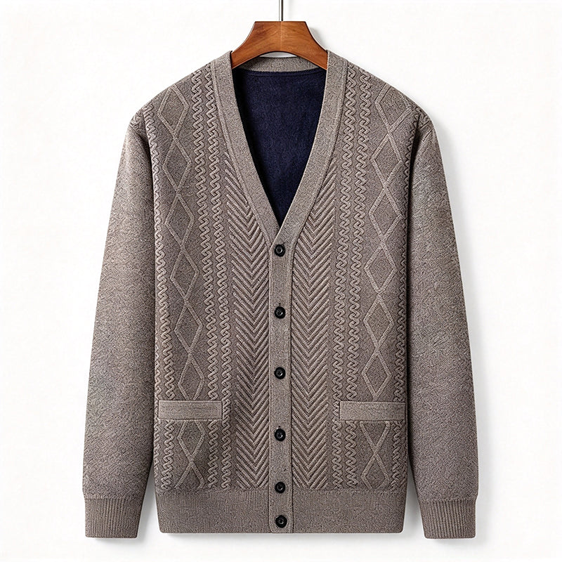 Herre klassisk termisk cardigan genser