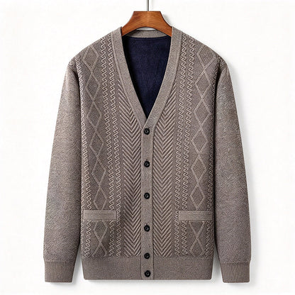 Herre klassisk termisk cardigan genser