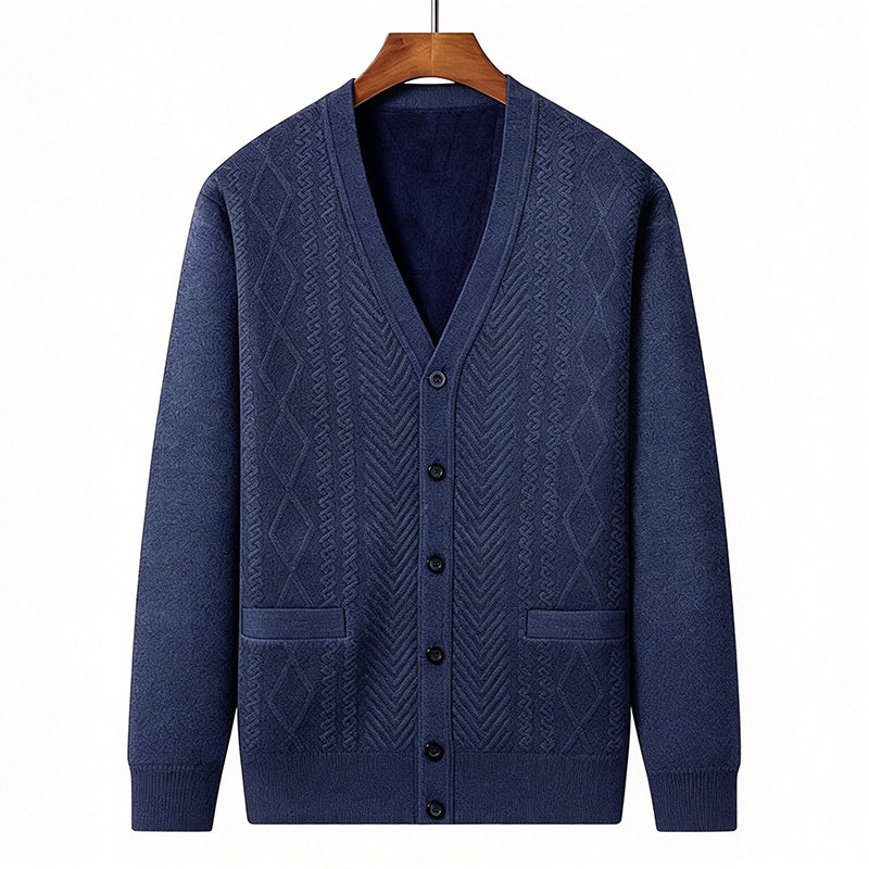 Herre klassisk termisk cardigan genser