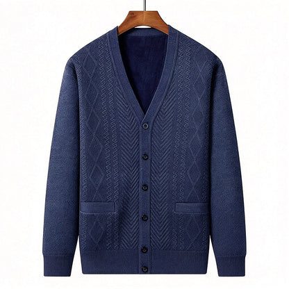 Herre klassisk termisk cardigan genser