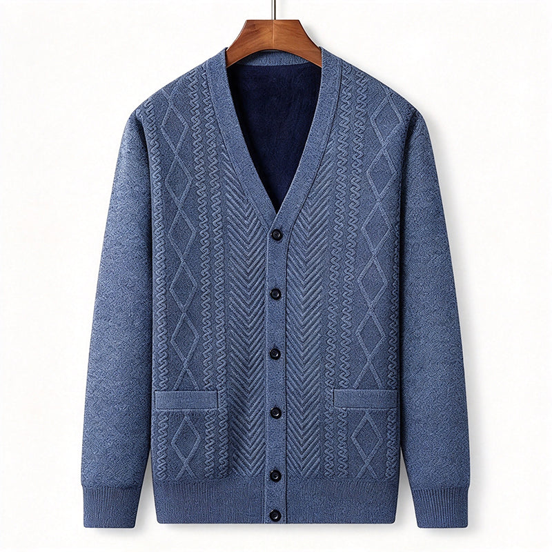 Herre klassisk termisk cardigan genser