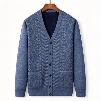 Herre klassisk termisk cardigan genser