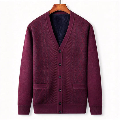 Herre klassisk termisk cardigan genser