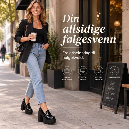 Plattform-loafers med chunky hæl for kvinner